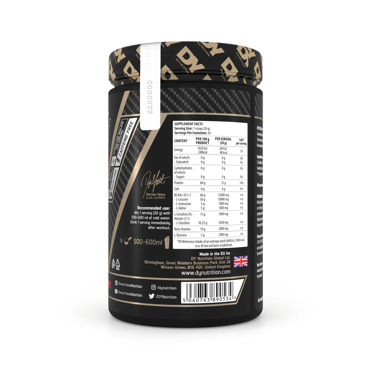Dorian Yates HIT BCAA 10:1:1 - 400g - FRENCHBODYNUTRITION 🇫🇷