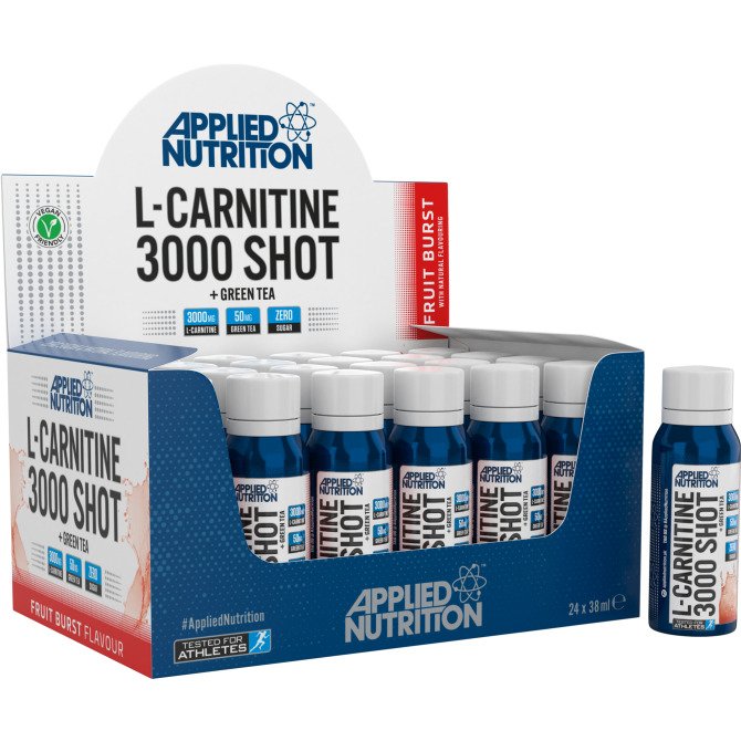L-Carnitine 3000 + Green Tea Shot, Fruit Burst - 24 x 38 ml. - FRENCHBODYNUTRITION 🇫🇷 